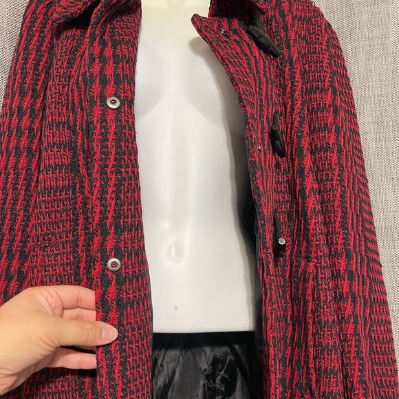 ❗️SOLD❗️Women’s Cute Red and Black Checkered NWOT Pea Coat Winter Coat Fall Coat - Picture 9 of 15